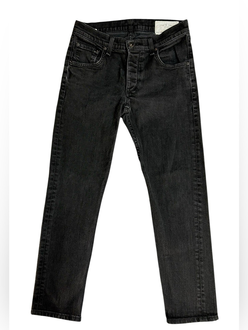 rag & bone Fit 2 Slim Black Wash Straight Leg Denim Jeans Mens Sz 30
